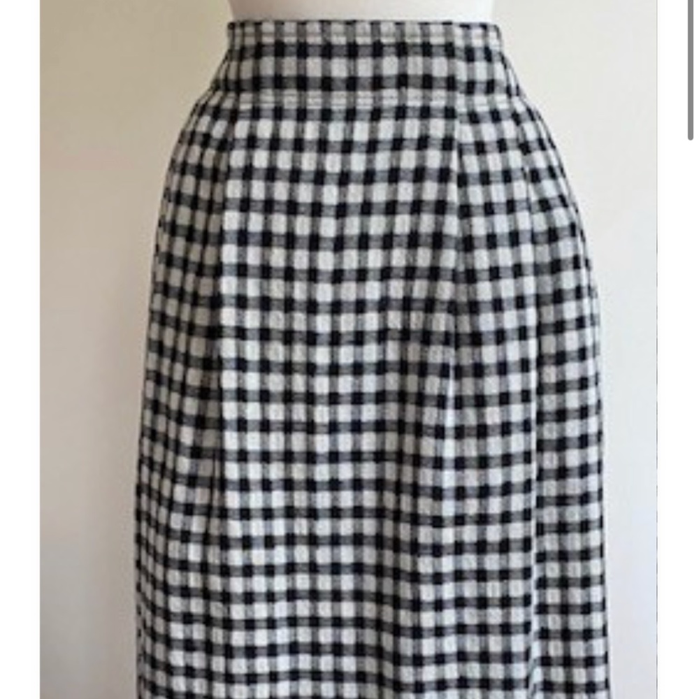 Toast Black/Cream Houndstooth Check Wool Skirt